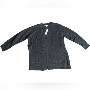 99 Jane Street dark gray acrylic and polyester knit cardigan.
